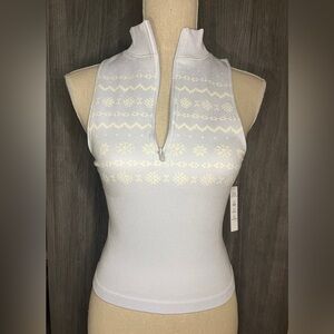NWT PINK Victoria's Secret Winter 1/2 Zip Tank, Blue/White, size Small